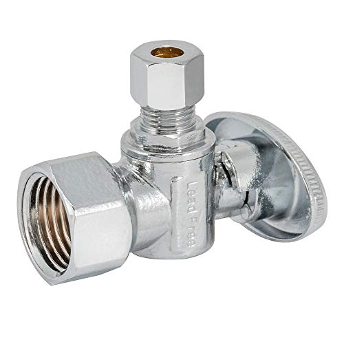 Eastman Brass 1/2" FIP x 1/4" Compression Angle Stop Valve, Chrome