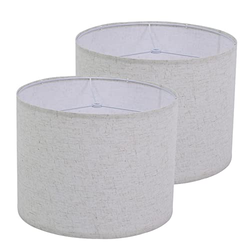 Easy Assembly Drum Lamp Shades - Set of 2, Linen White