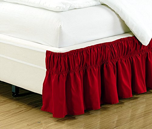 Easy Fit Bed Ruffle Wrap Around Elastic Bed Skirt