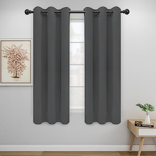Solid Gray Thermal Insulated Grommet Curtains, 2 Panels