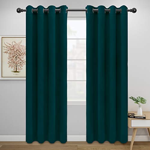 Thermal Insulated Blackout Curtains, 2 Panels, Deep Teal