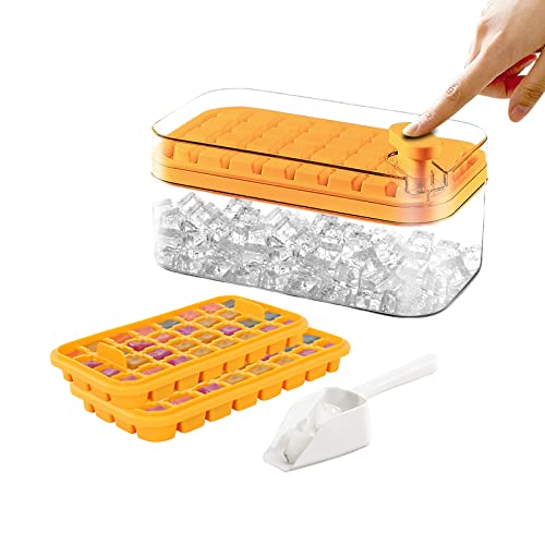 Easy-Release Ice Cube Tray with Lid Bin and Scoop