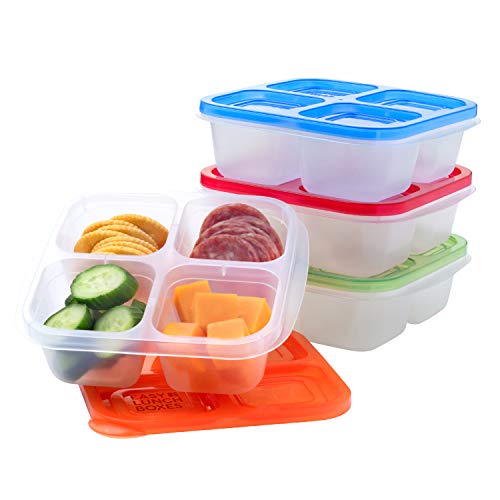 EasyLunchboxes Bento Snack Boxes - Reusable 4-Compartment Food Containers