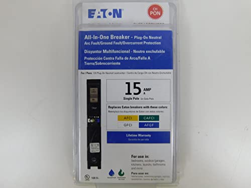 Eaton CH 15 Amp 1-Pole Dual Function (Arc Fault/Ground Fault) Plug-On Neutral Circuit Breaker