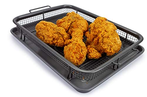 EaZy MealZ Crisping Basket & Tray Set | Air Fry Crisper Basket | Tray & Grease Catcher | Non-Stick | Healthy Cooking