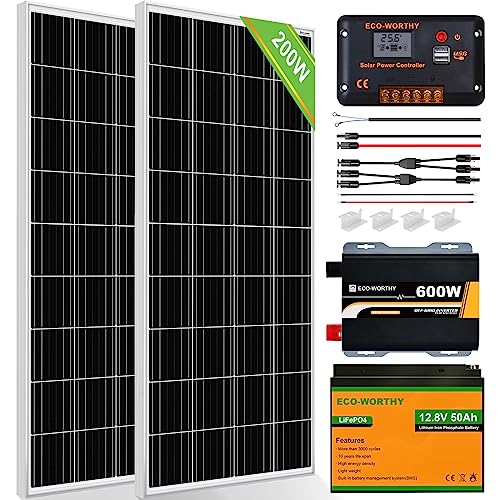 ECO-WORTHY 200W Solar Panel Starter Kit with Battery and Inverter