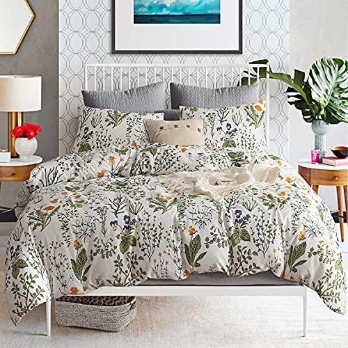 ECOCOTT Queen Size Floral Duvet Cover Set with 2 Pillowcases