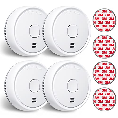 Ecoey 10 Year Battery Operated Smoke Detector 4 Pack