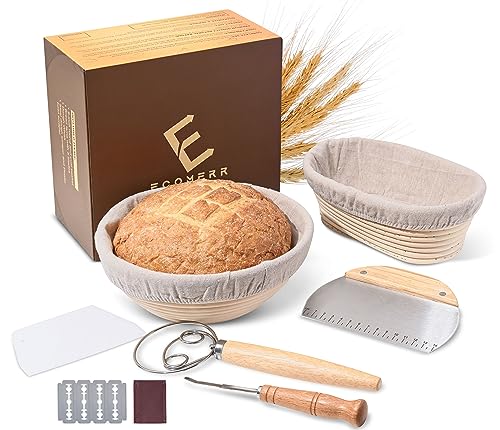 ECOMERR 9” Banneton Bread Proofing Basket - Set of 2