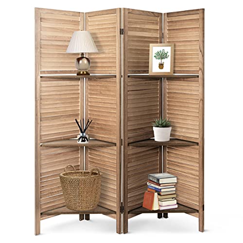 ECOMEX Wood Room Divider Screen with Shelves