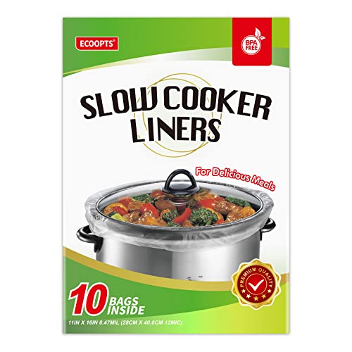 WRAPOK Small Slow Cooker Liners Kitchen Disposable Cooking Bags BPA Free  for Oval or Round Pot, Size 11 x 16 Inch, Fits 1 to 3 Q