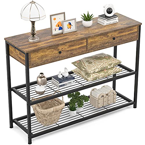 Ecoprsio 39'' Entryway Table with 2 Drawers and Storage Shelves