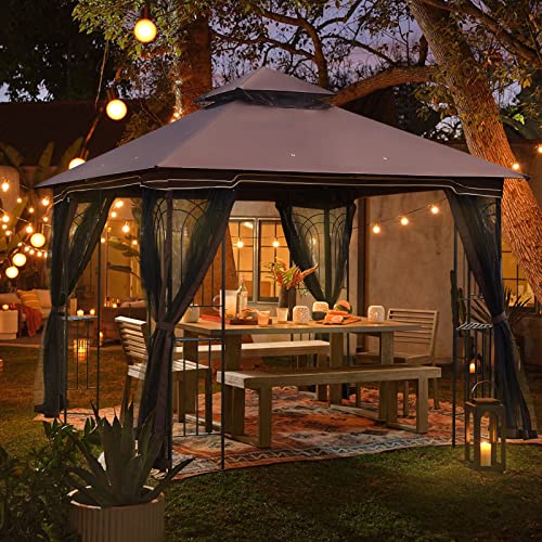 ECOTOUGE 10x10 Outdoor Gazebo with Waterproof Canopy and Netting