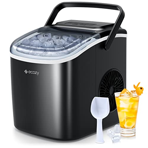 ecozy Portable Countertop Ice Maker - Rapid Ice Production, Quiet Operation, Self-Cleaning - Black