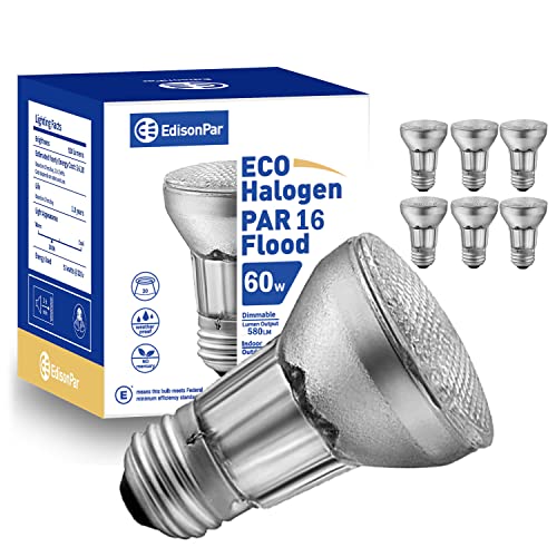 EdisonPar PAR16 Halogen Bulb 6 Pack 60W - Long-Lasting and Energy-Efficient Lighting Solution