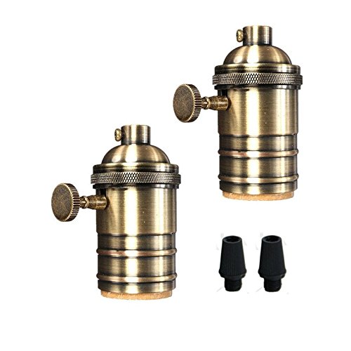 EFINEHOME Brass Industrial Light Socket Vintage Edison Pendant Lamp Copper Holder with Switch
