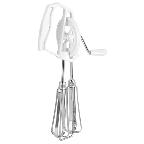  Kings County Tools White Manual Hand Mixer, Egg Beater with  Crank, Non-Electric Kitchen Whisk, Fast Rotary Action