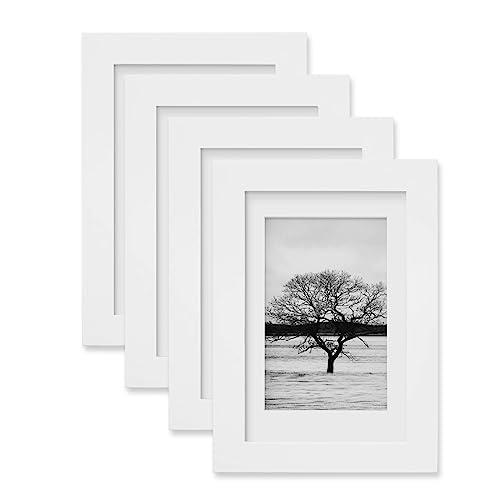 Egofine 4x6 Picture Frames Set of 4 - Solid Wood with Plexiglass