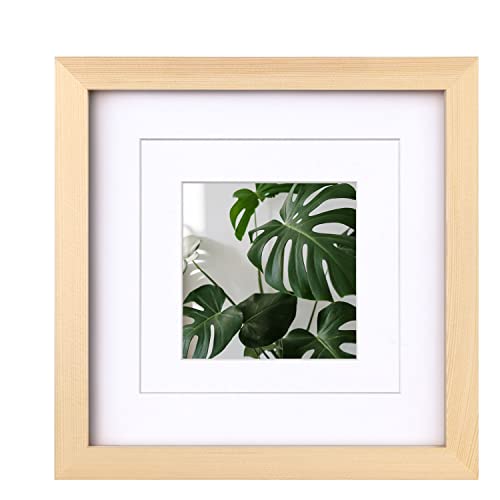 Egofine Natural Wood 8x8 Picture Frame with Plexiglass