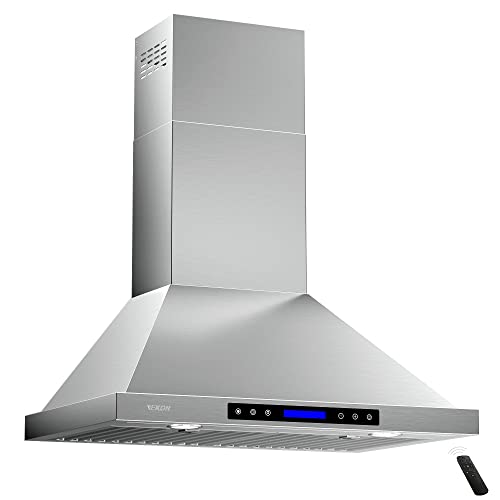 EKON Wall Mount Range Hood with Remote Control and LED Lamps