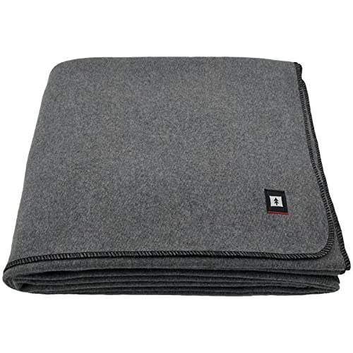 EKTOS 90% Wool Blanket, 90" x 66", Camping Blanket, Wool Blanket Military Surplus (Grey)