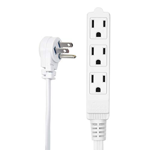 Electes 10 Feet Extension Cord with 3 Outlets and Flat Plug