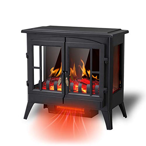 Electric Fireplace Infrared Stove Heater, Realistic Flames, Adjustable Heat