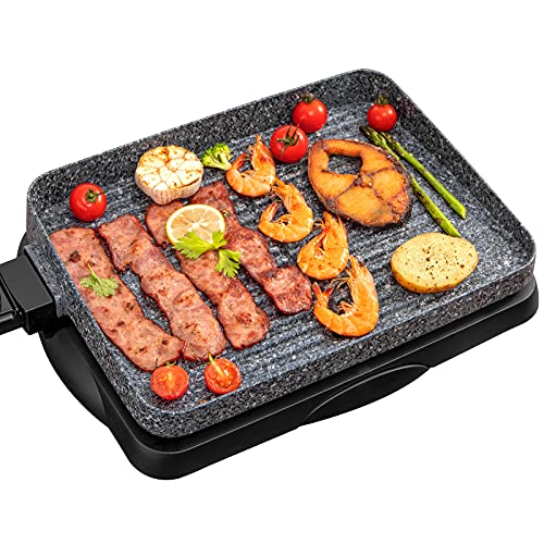 Cusimax Smokeless Indoor Electric Korean BBQ Grill with Glass Lid,1500W  Electric Grill Griddle,Non-stick Removable Grill Plate & Griddle  Plate,Adjustable Temperature,Dishwasher Safe,Stainless Steel