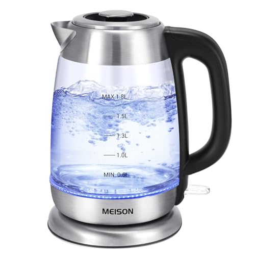 BELLA Electric Kettle and Water Boiler, 1.7L - Cordless Clear Glass LED  Color Changing Portable Tea Pot with Auto Shut Off & Boil Dry Protection