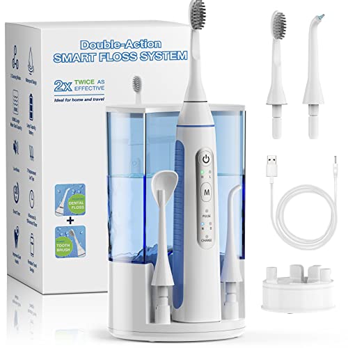 KOOVON 2-in-1 Sonic Toothbrush & Smart Flosser, 27oz Tank