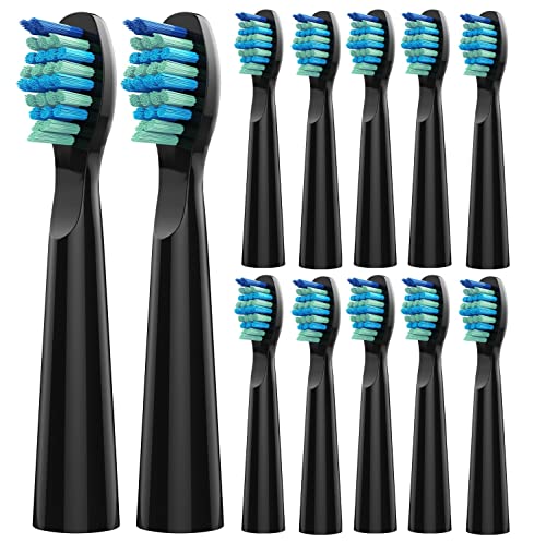 Electric Toothbrush Replacement Brush Heads - Compatible with FW-507/508/551/610/659/719/909/917/959, Black, 12 Pack