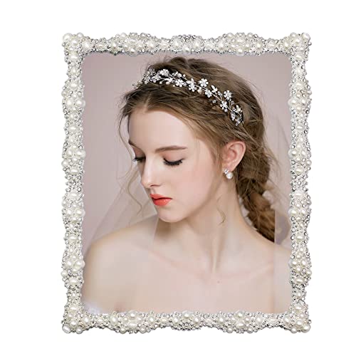 Elegant 8x10 Pearl Picture Frame with Crystal