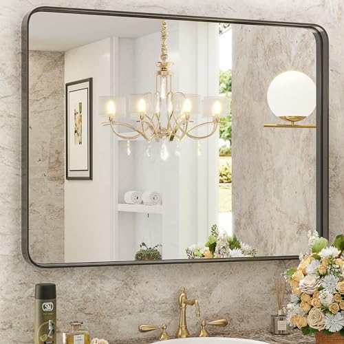 Elegant Black Bathroom Mirror Vanity Mirror for Wall