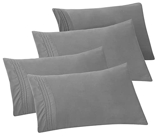 Elegant Comfort Pillowcases - 4-Piece Set, Gray