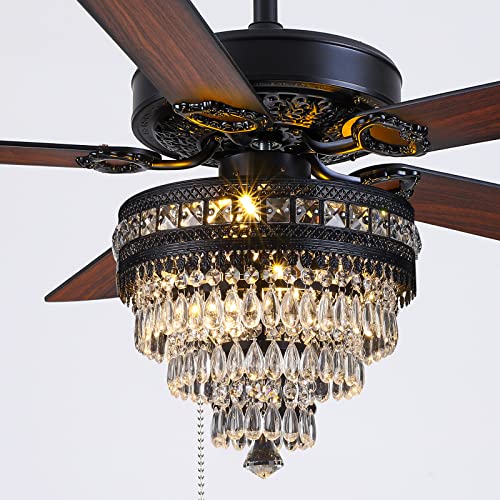 Elegant Crystal Ceiling Fan Fandelier with Lights
