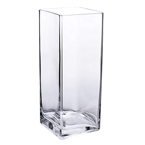 Elegant Diamond Star Tall Square Glass Vase