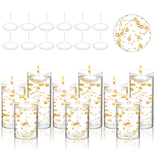 Elegant Glass Cylinder Vases for Centerpieces with Floating Candles and Pearl Strings