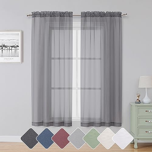 Elegant Grey Sheer Curtains With Dual Rod Pockets Perfect For Any Room 41BscwIlI1L 