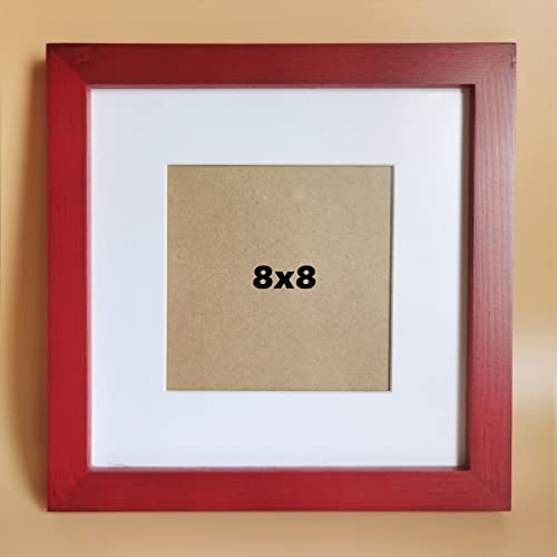 Elegant KELE MODEL 8x8 Red Wooden Picture Frame with Acrylic Panel