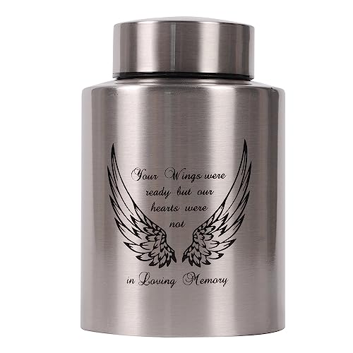 Elegant Medium-Sized Urns for Ashes - Angel Wings Design (Silver)