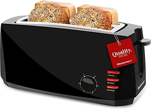 Mecity 4 Slice Toaster, Long Slot Toaster With Warming Rack,  Bagel/Defrost/Reheat Functions,Warming Rack, Crumb Tray, 6 Browning  Settings, Extra Wide