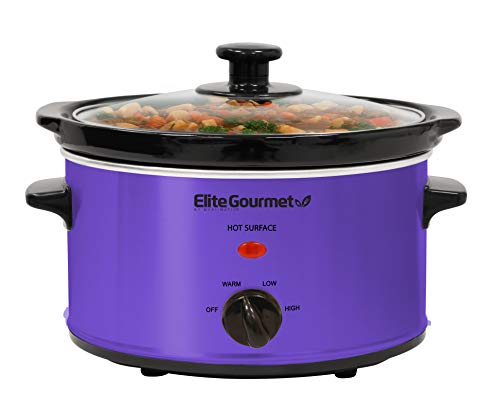 Elite Gourmet Electric Oval Slow Cooker (2 Quart, Purple)