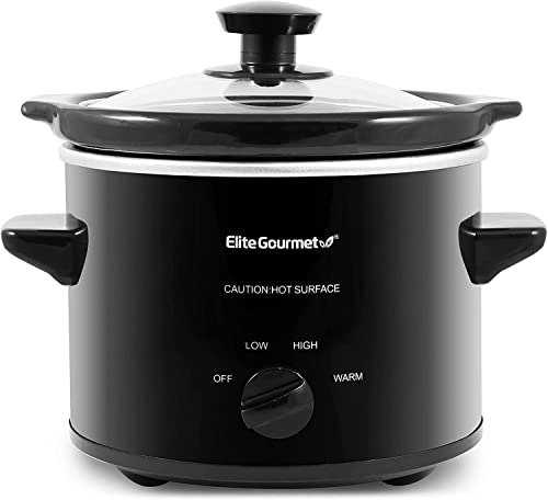 Elite Gourmet MST-250XW Electric Slow Cooker Ceramic Pot Adjustable Temp,  Entrees, Sauces, Stews & Dips, Dishwasher Safe Glass Lid & Crock