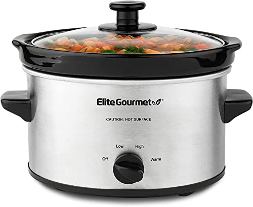 KOOC Small Slow Cooker, 2-Quart, Free Liners Included for Easy Clean-up,  Upgraded Ceramic Pot, Adjustable Temp, Nutrient Loss Reduction, Stainless  Steel, Black, Round