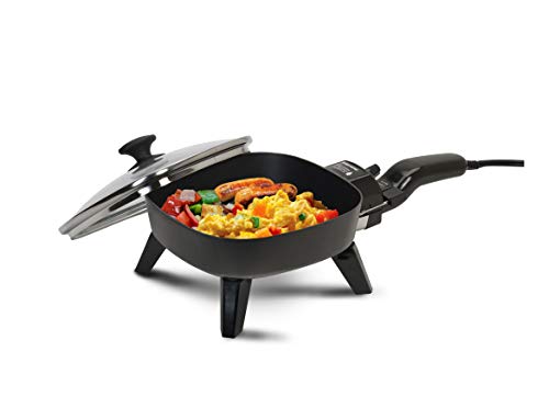 Compact Non-stick Electric Skillet with Glass Lid