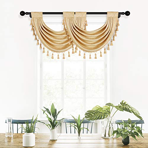 ELKCA Thick Chenille Waterfall Swag Valances