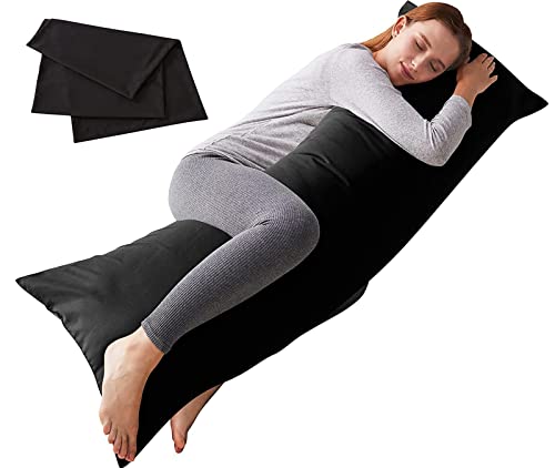 ELNIDO QUEEN Soft Long Body Pillow - 20x54inches, Black