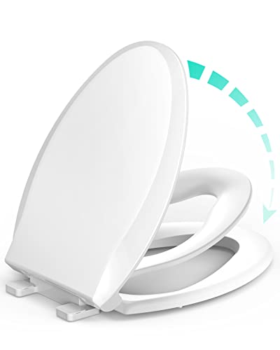 Elongated Toilet Seat with Built-in Potty Training Seat