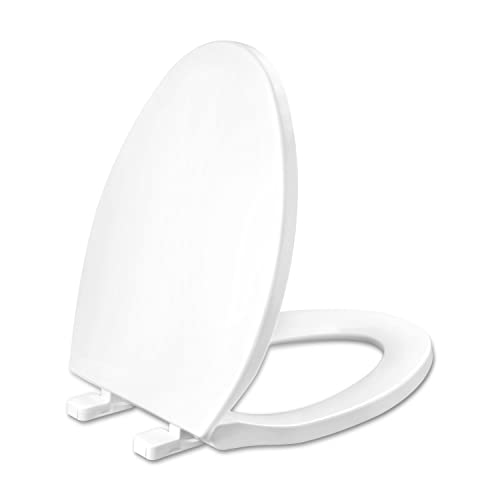 Elongated Toilet Seat with Slow Close Hinges and Non-Slip Bumpers