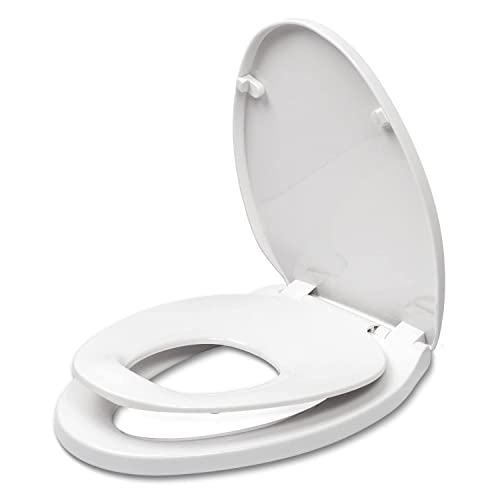 WSSROGY White Plastic Slow Close Elongated Toilet Seat